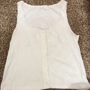 Aerie White Button-Front Tank Top